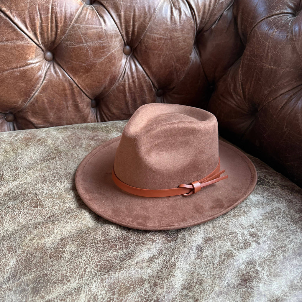 Vegan suede rancher hat with leather Hat band