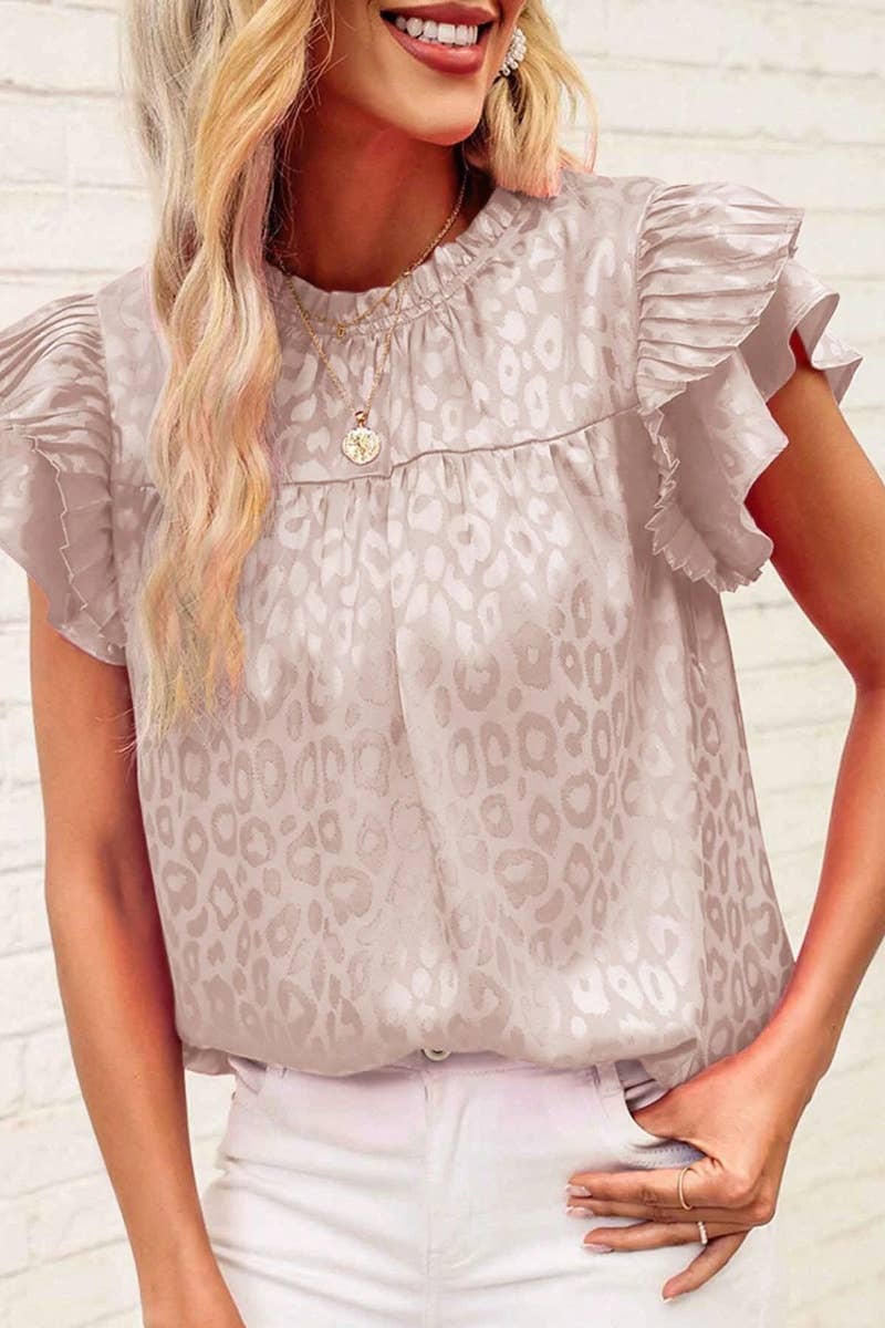 CWTBLSL0444_PRINTED LOTUS SLEEVES WITH WAVY COLLAR TOP
