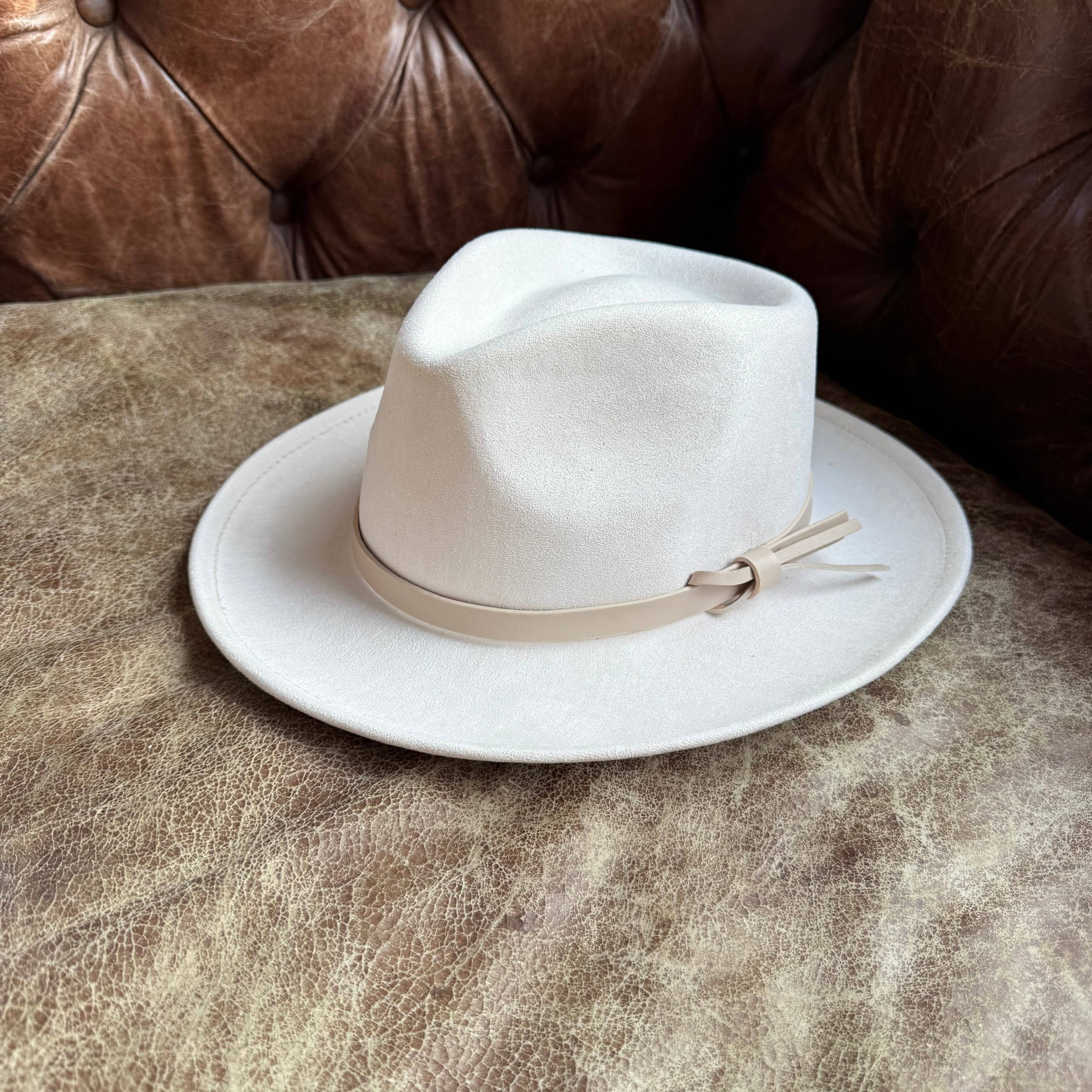 Vegan suede rancher hat with leather Hat band