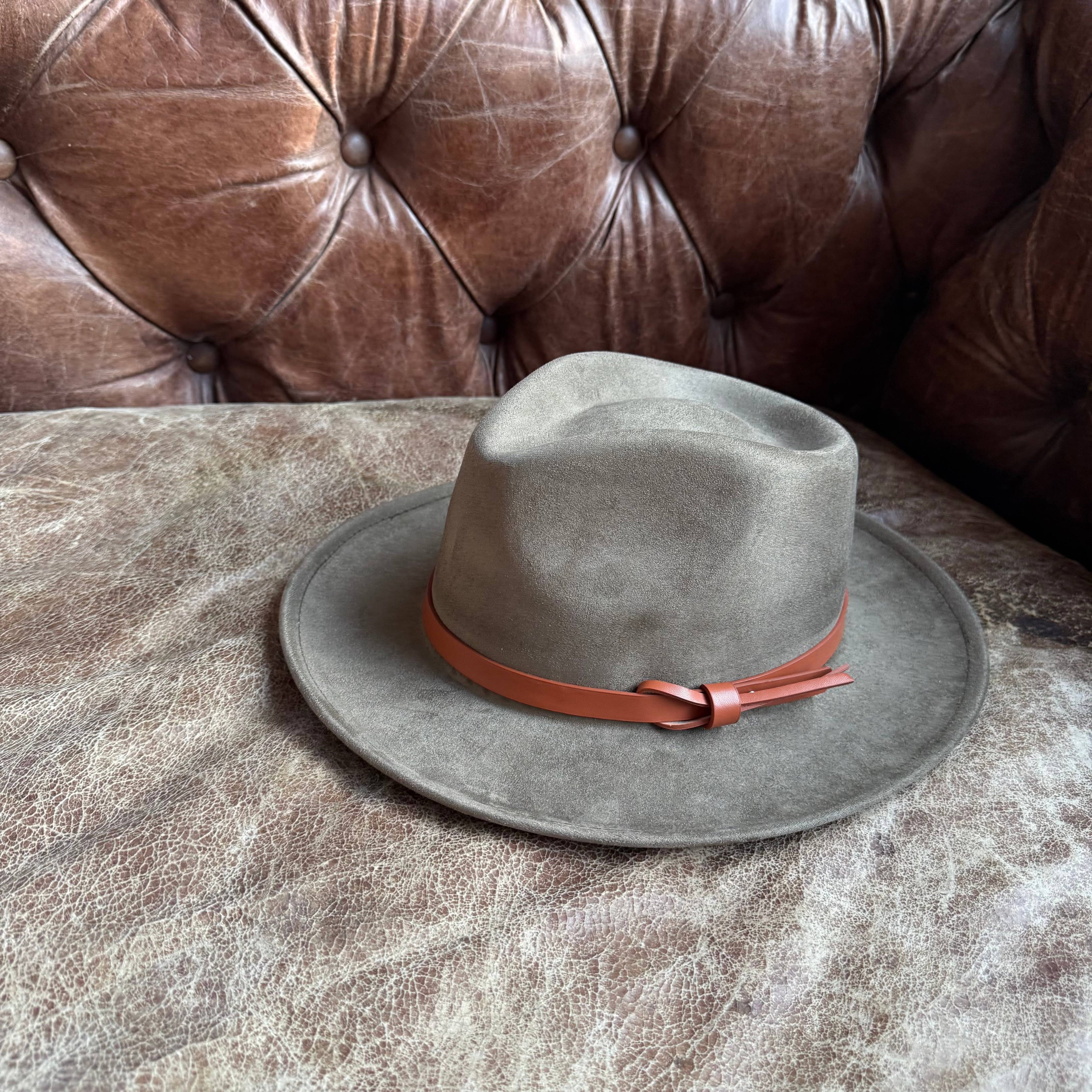 Vegan suede rancher hat with leather Hat band