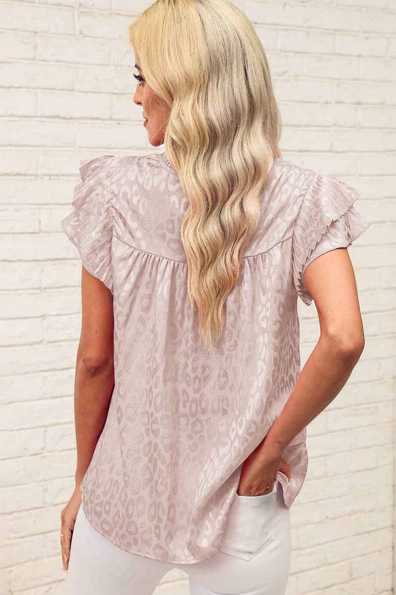 CWTBLSL0444_PRINTED LOTUS SLEEVES WITH WAVY COLLAR TOP