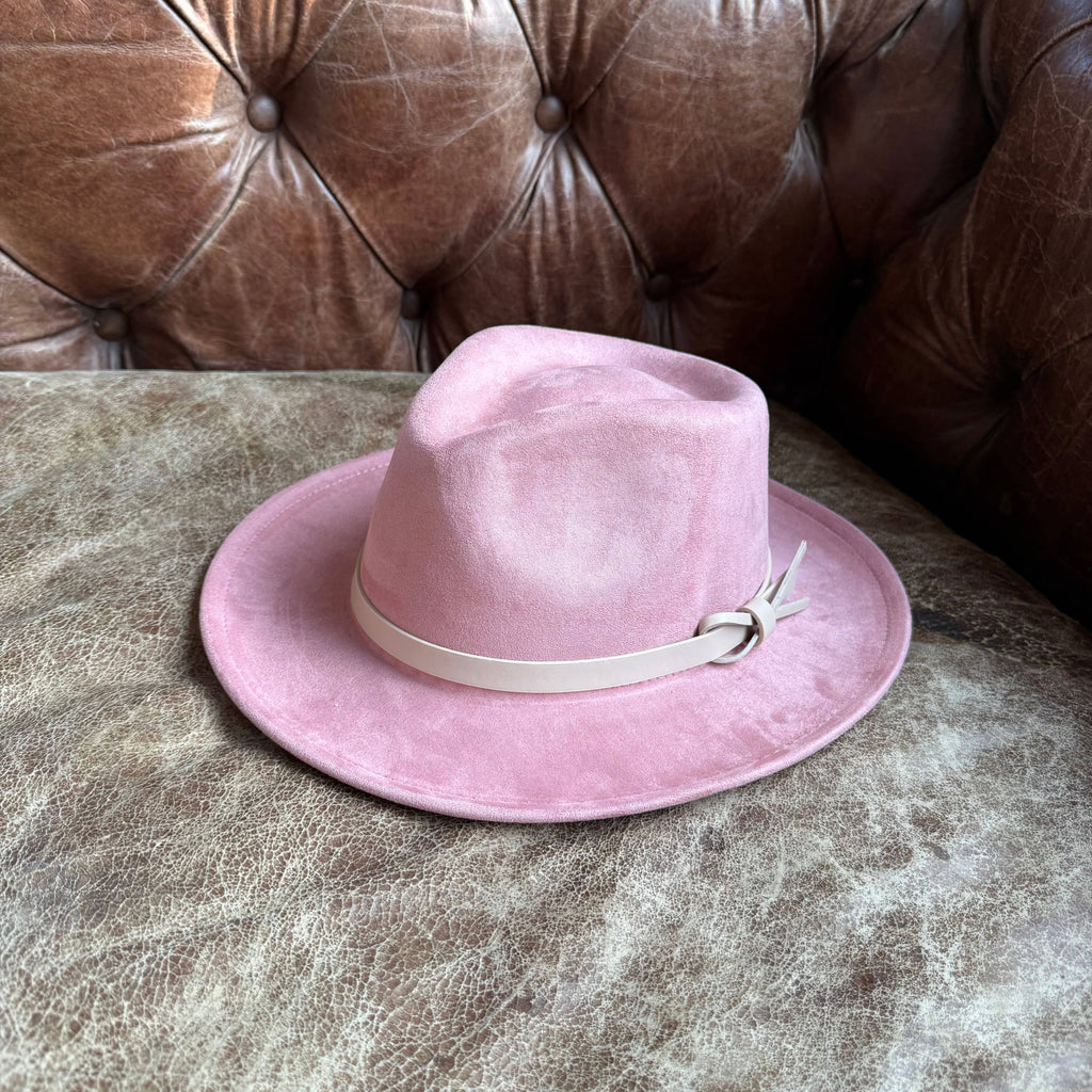 Vegan suede rancher hat with leather Hat band