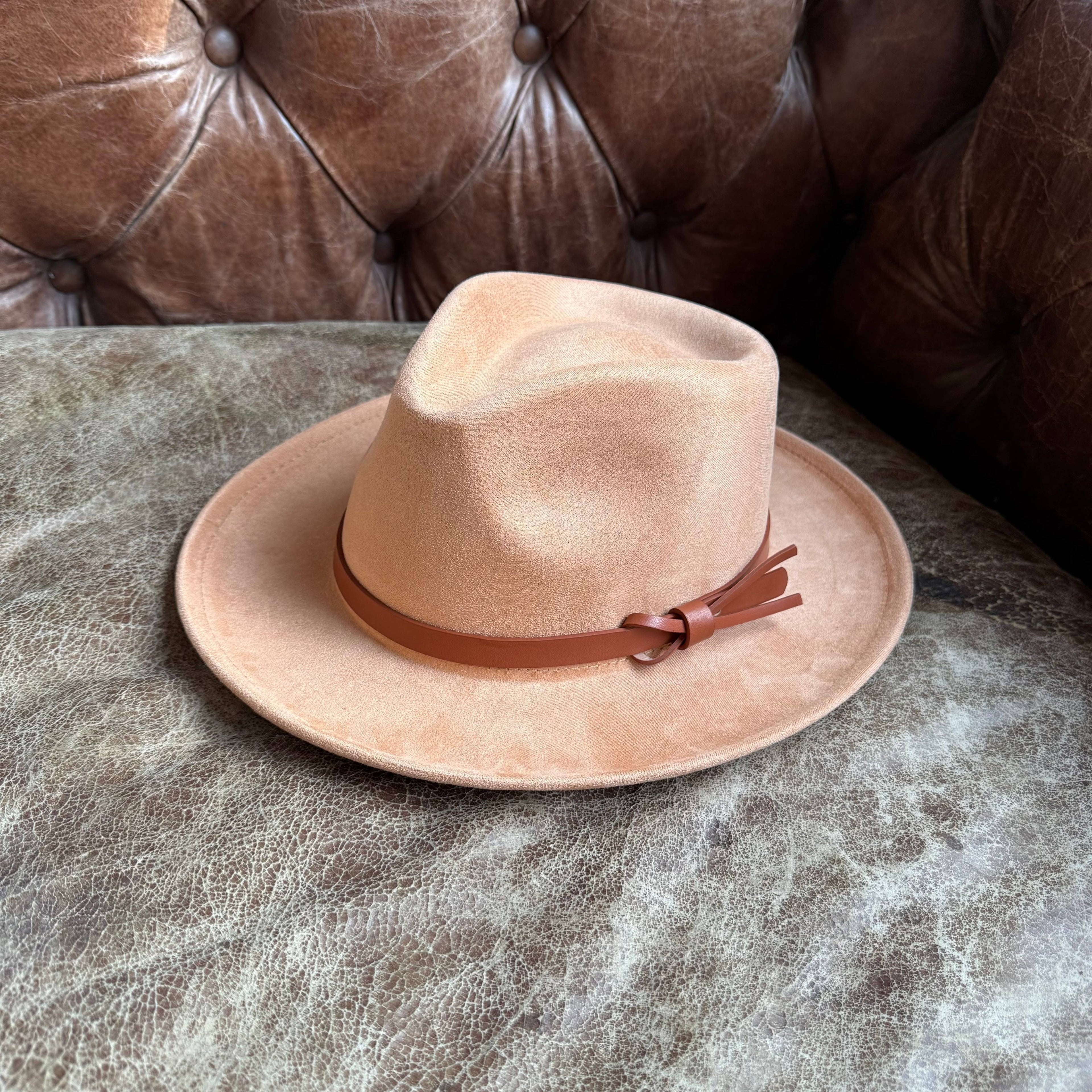 Vegan suede rancher hat with leather Hat band