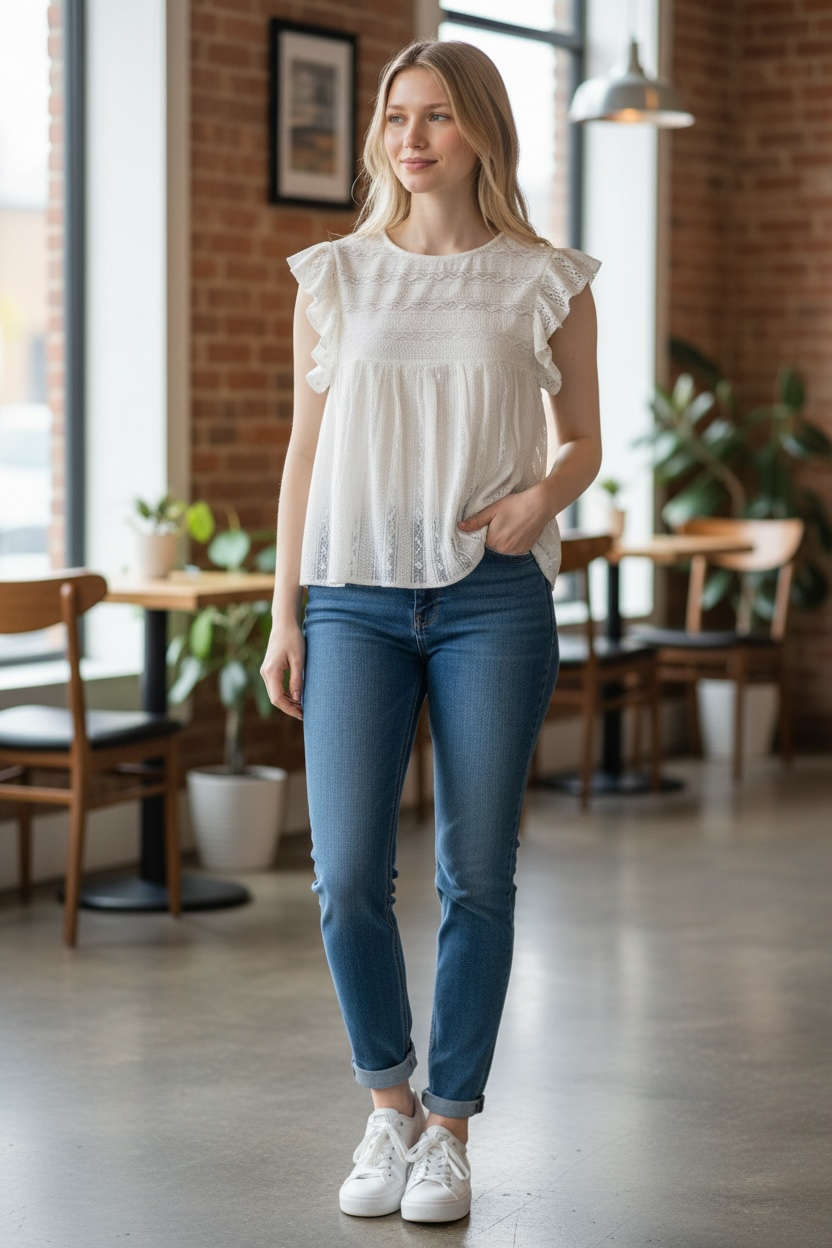 Lace Ruffle Sleeve top