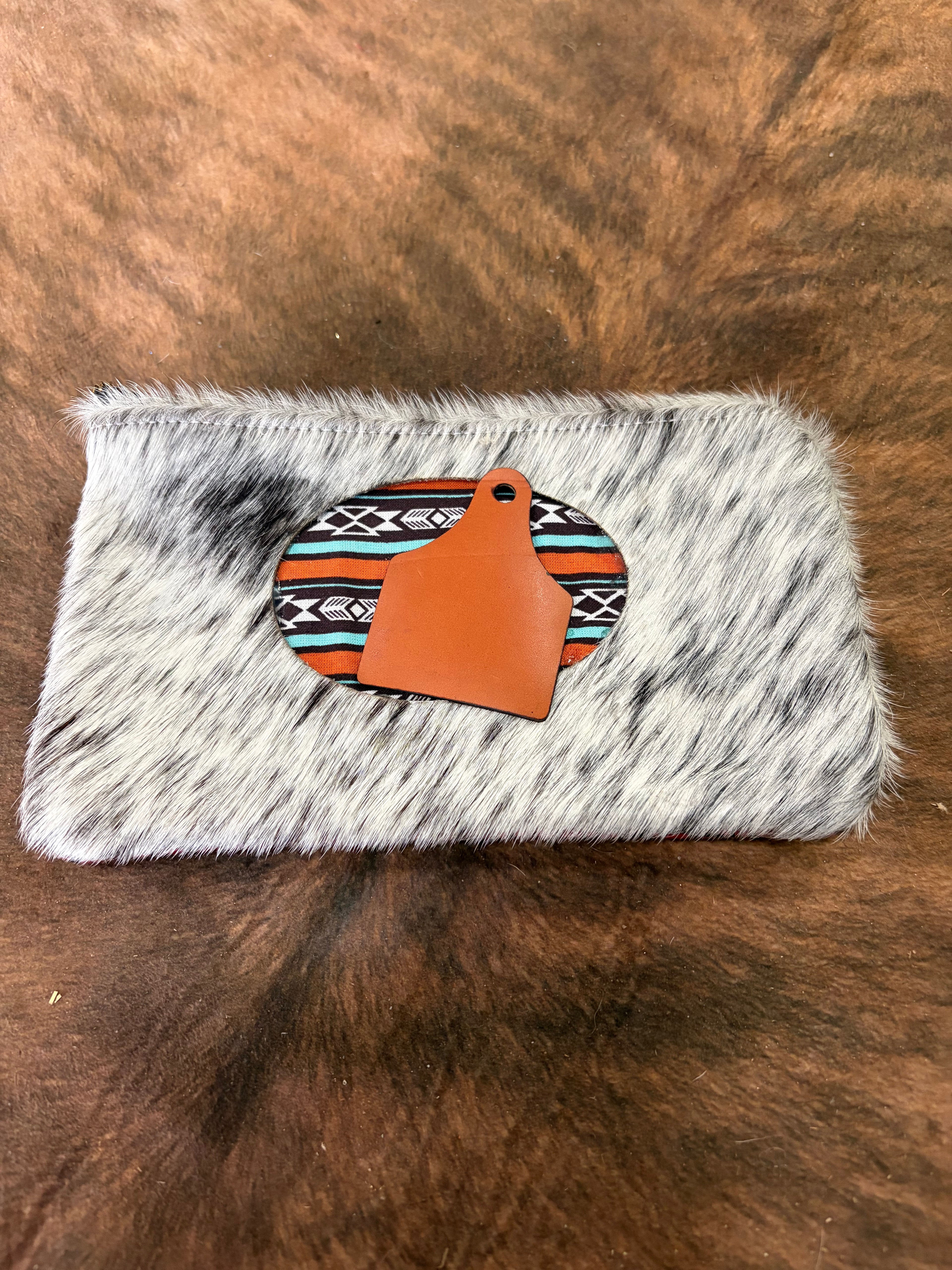 cow hide cosmetic bag
