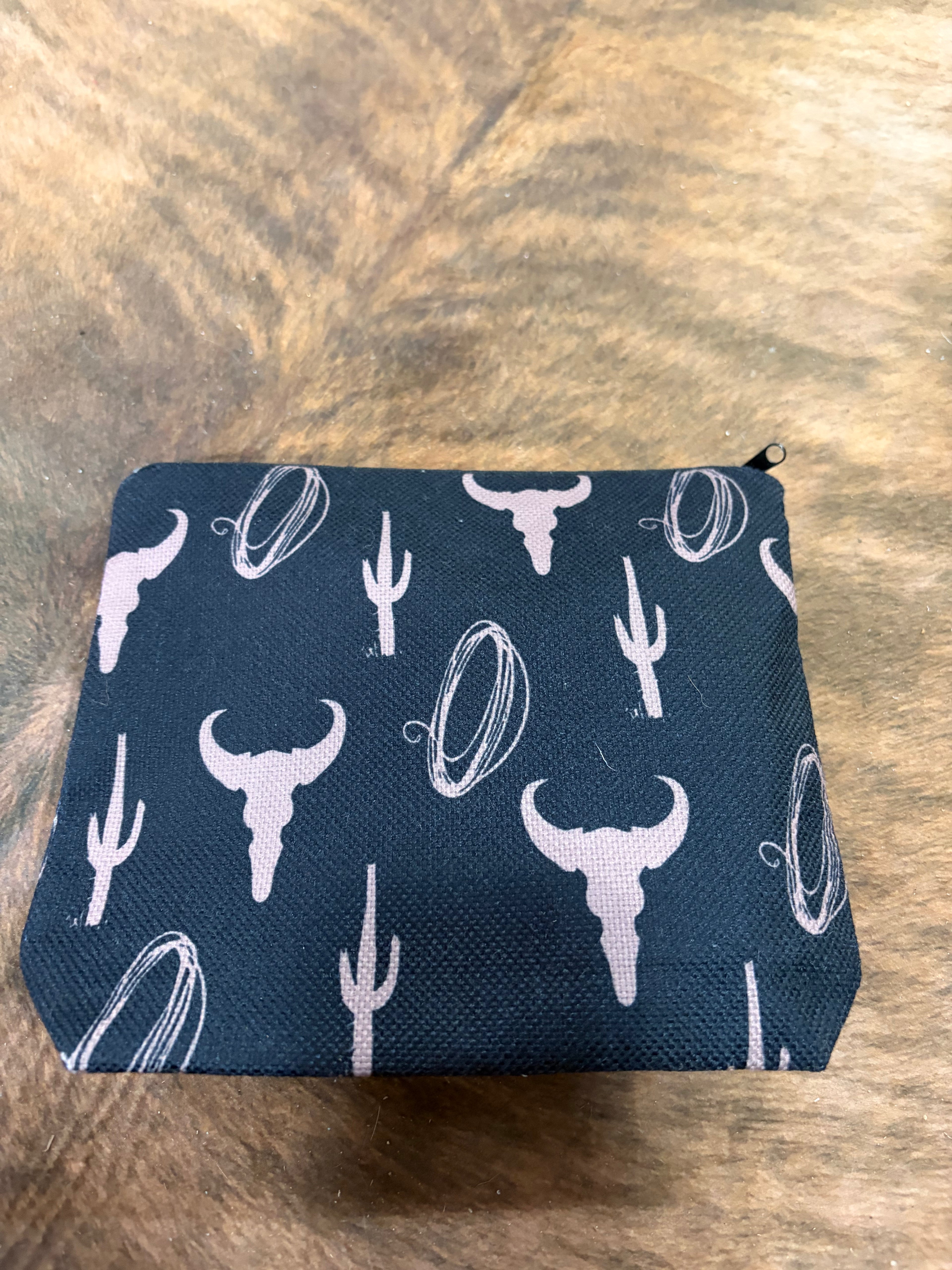 Black Bull Skull cosmetic bag