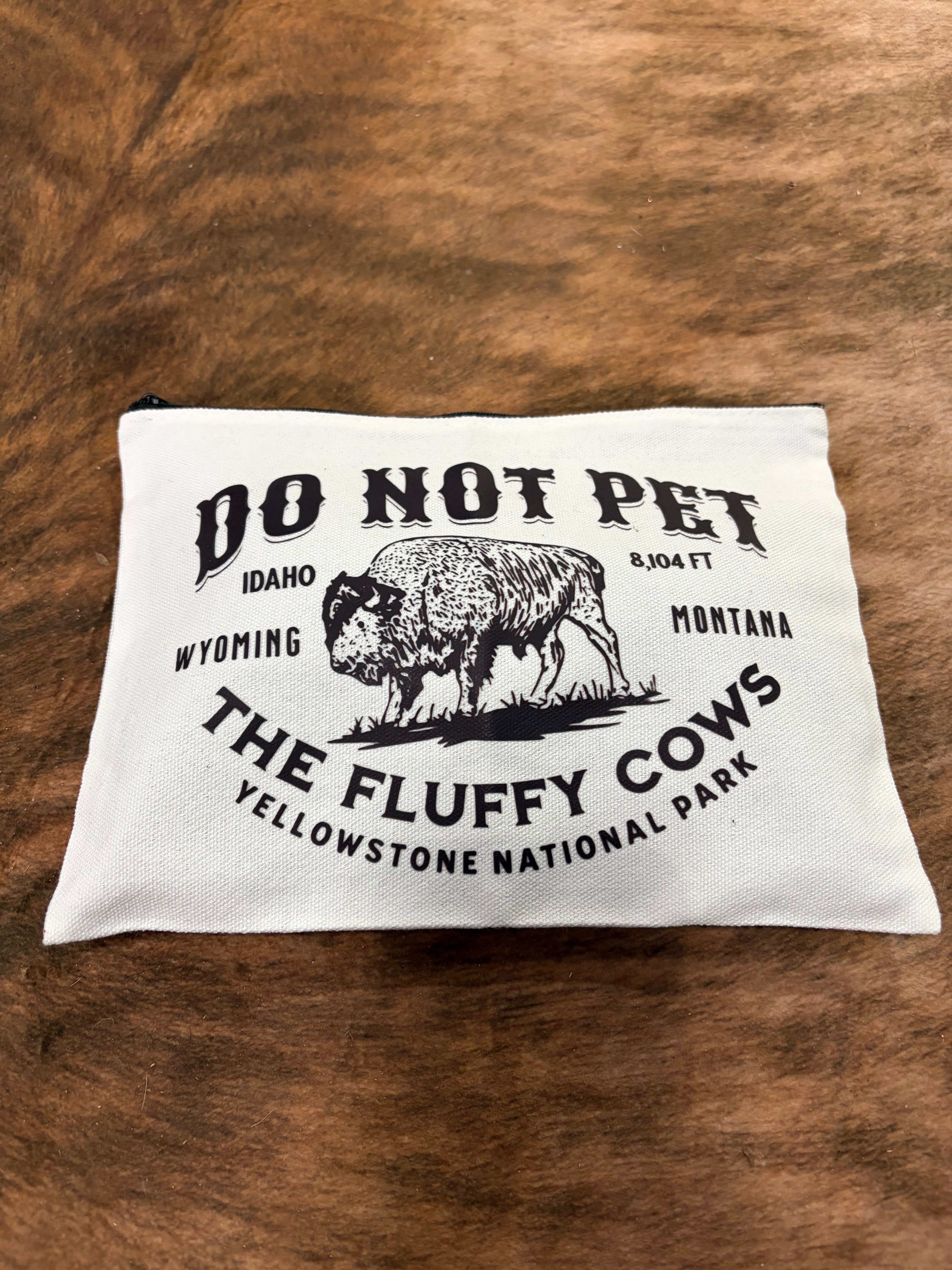 Do not Pet the fluffy cow cosmetic bag