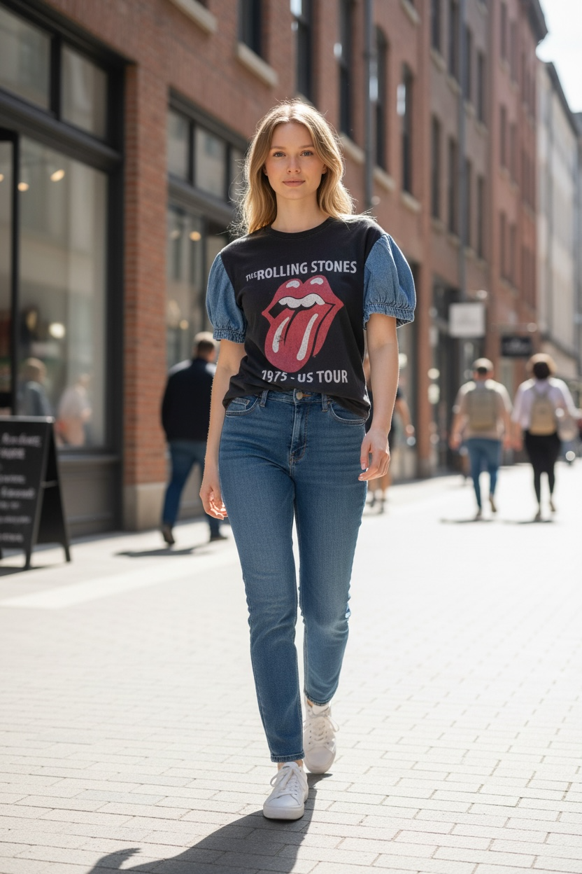 Custom Rolling Stones Puff Sleeve Top