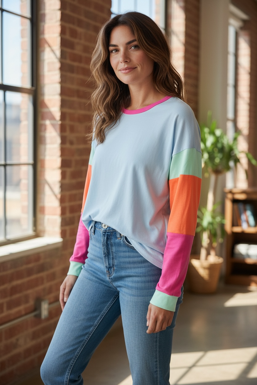 Block Long Sleeve Top