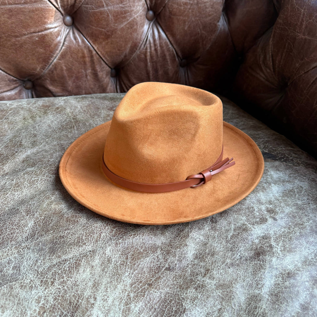Vegan suede rancher hat with leather Hat band