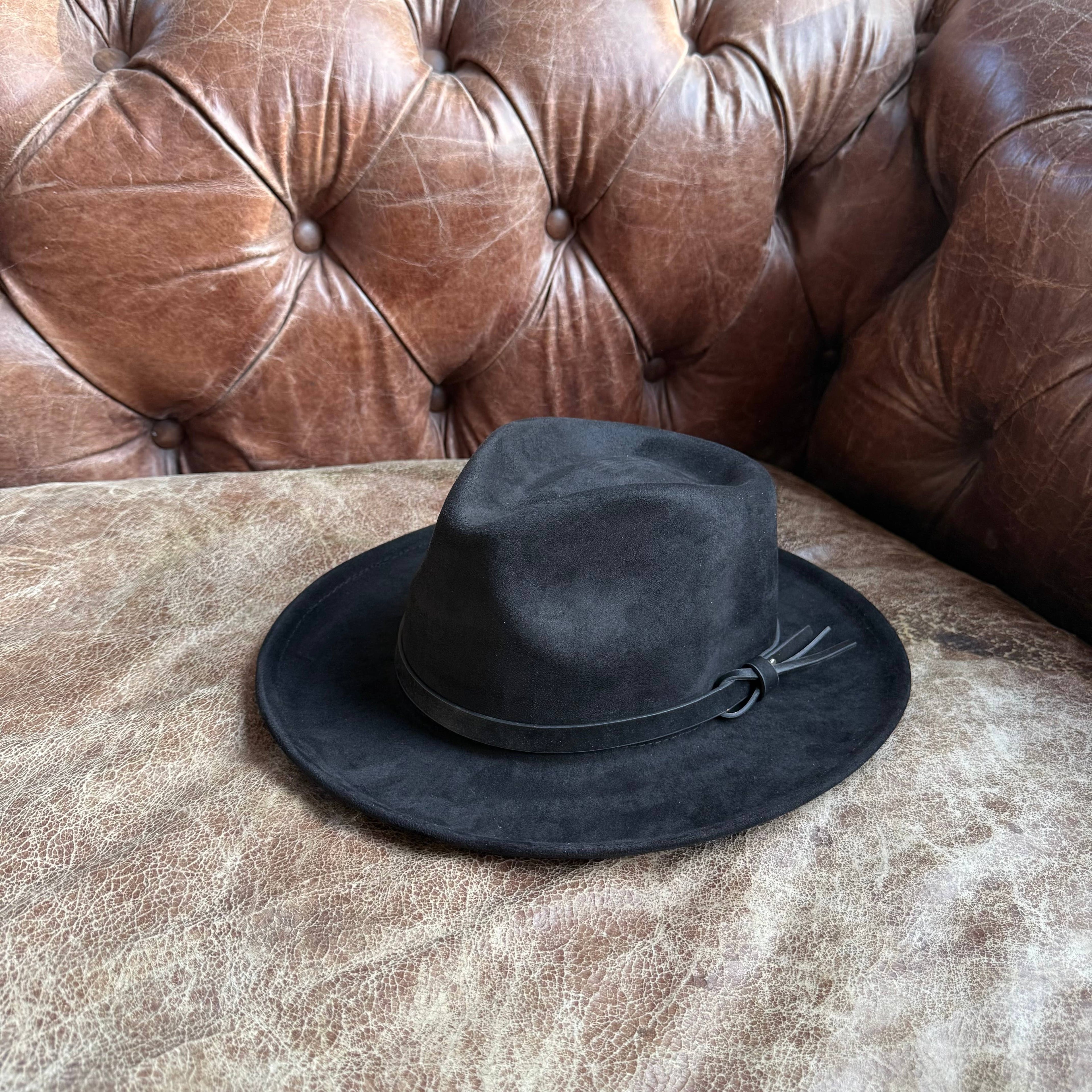 Vegan suede rancher hat with leather Hat band
