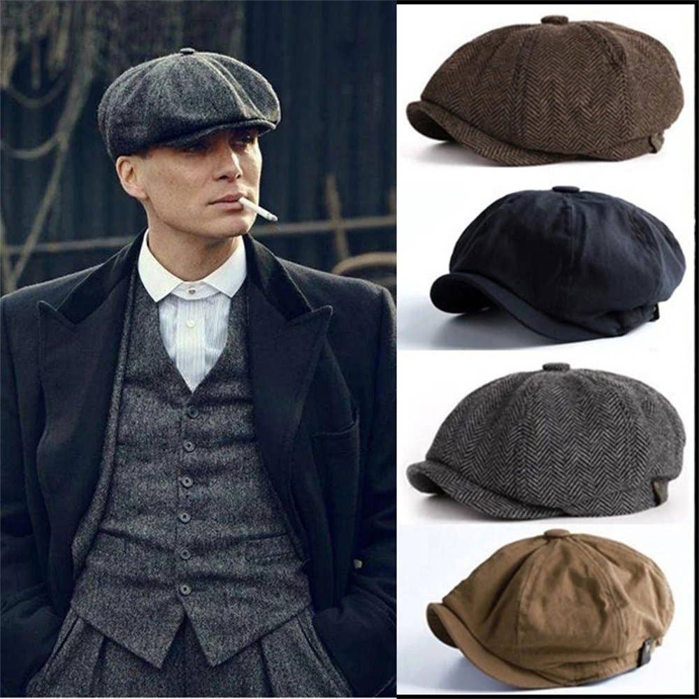 Peaky Blinders Hat Newsboy Flat Cap Herringbone Baker Boy