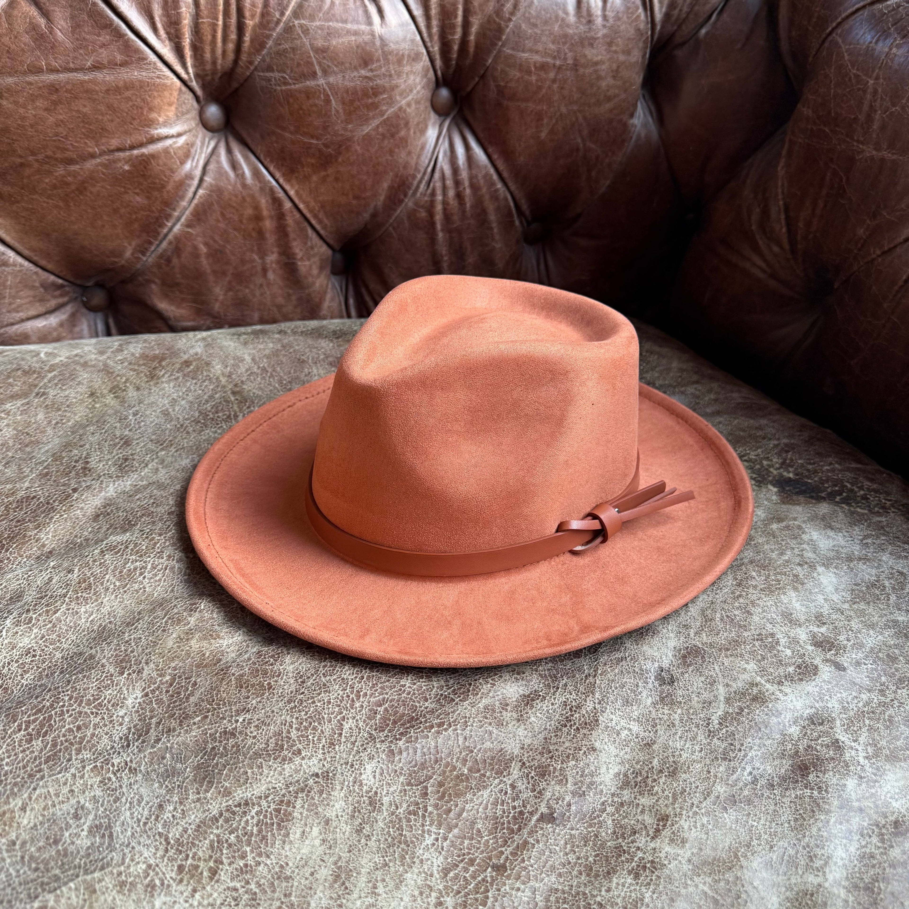 Vegan suede rancher hat with leather Hat band