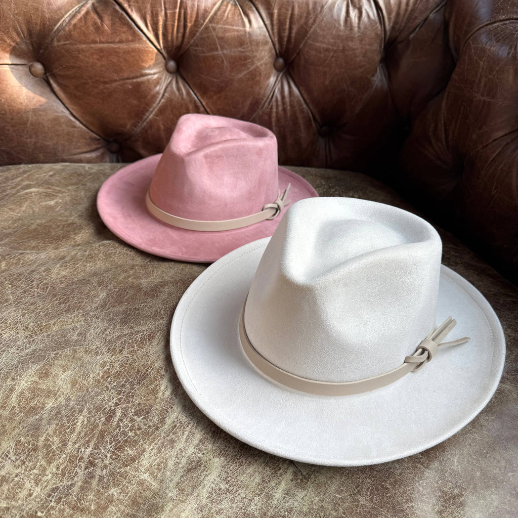 Vegan suede rancher hat with leather Hat band